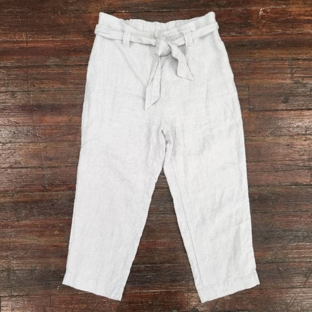 Chico's linen belted capri pants 8